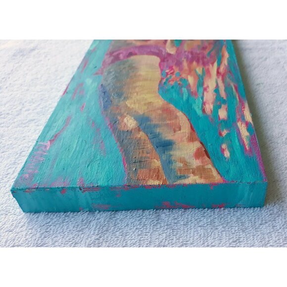 "Like a Fish" Original Oil Painting on Cradled Wood Panel 12"w x 6"h x 0.8"d - Picture 4 of 5